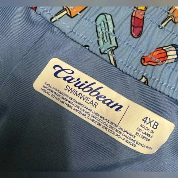 Novelty Popsicle Blue 4XB Big Men Swim Trunks Pool Cruise Beach - Picture 4 of 4